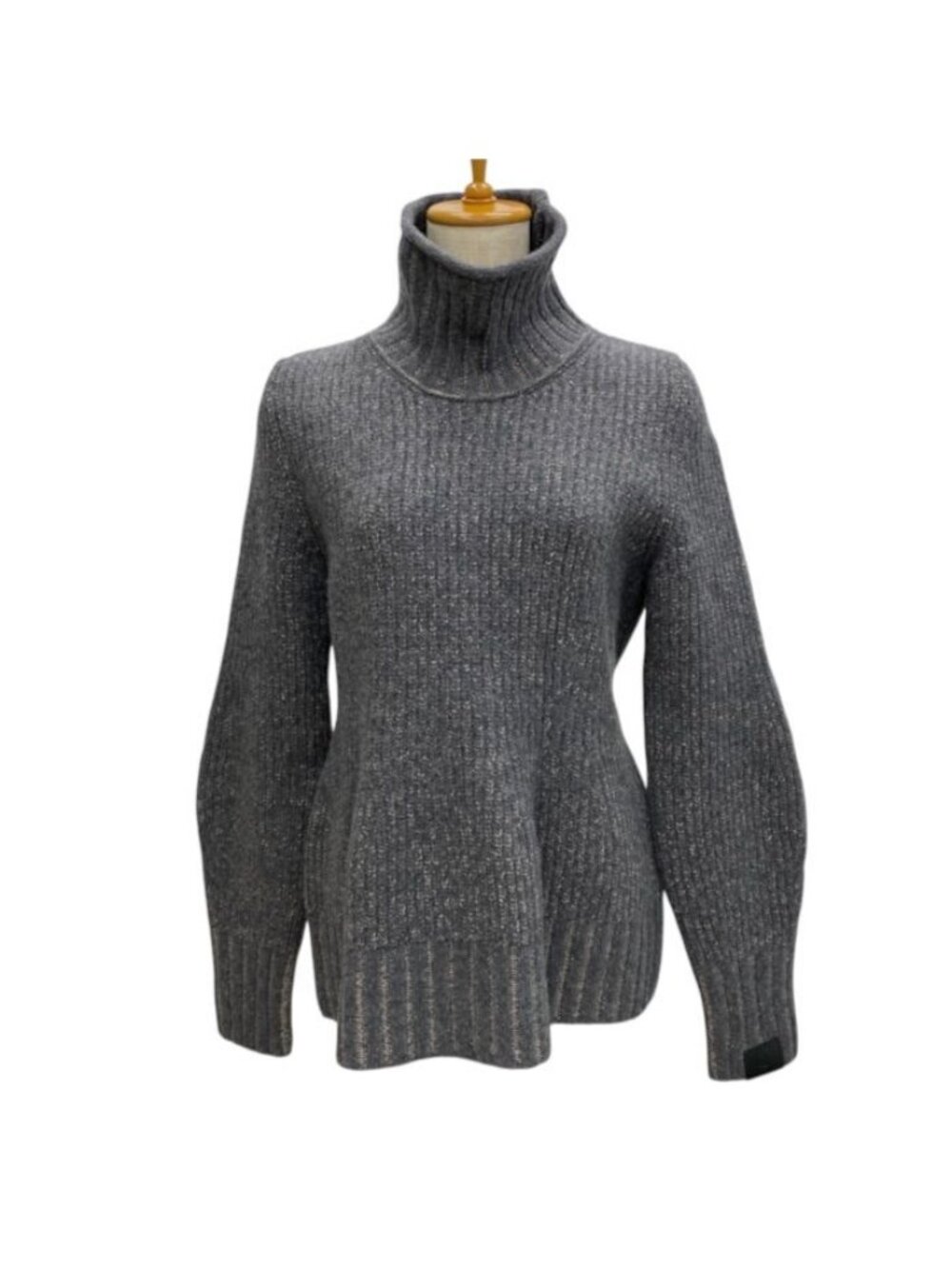 Louis Vuitton Knit Pleated Waist Turtleneck Pullover Qim Wool Cotton Gray